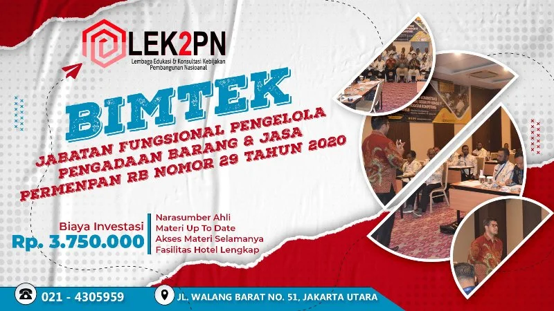 BIMTEK JABATAN FUNGSIONAL PENGELOLA PENGADAAN BARANG/JASA PEMERINTAH PERMENPAN RB NOMOR 29 TAHUN 2020